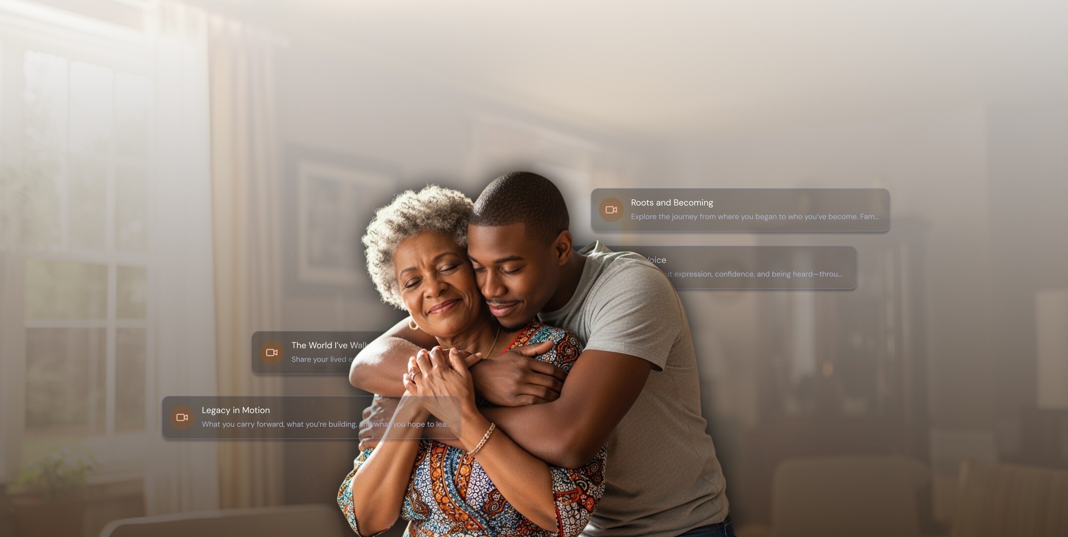Mother and son embracing